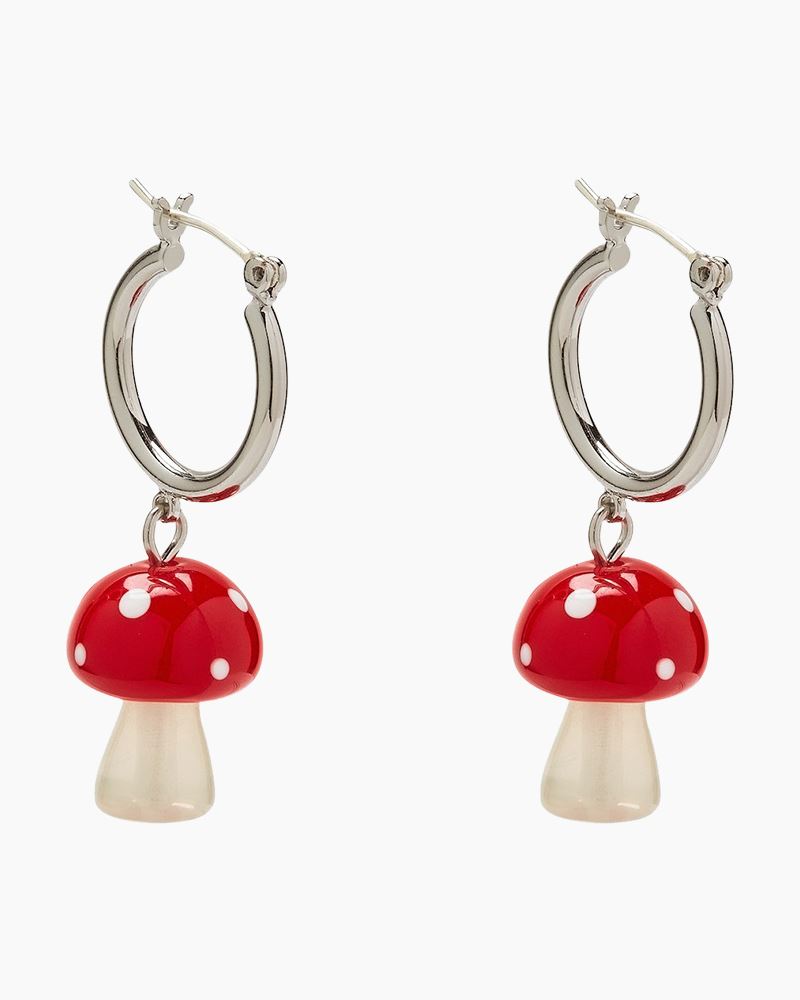Red Mushroom Huggie Earrings
