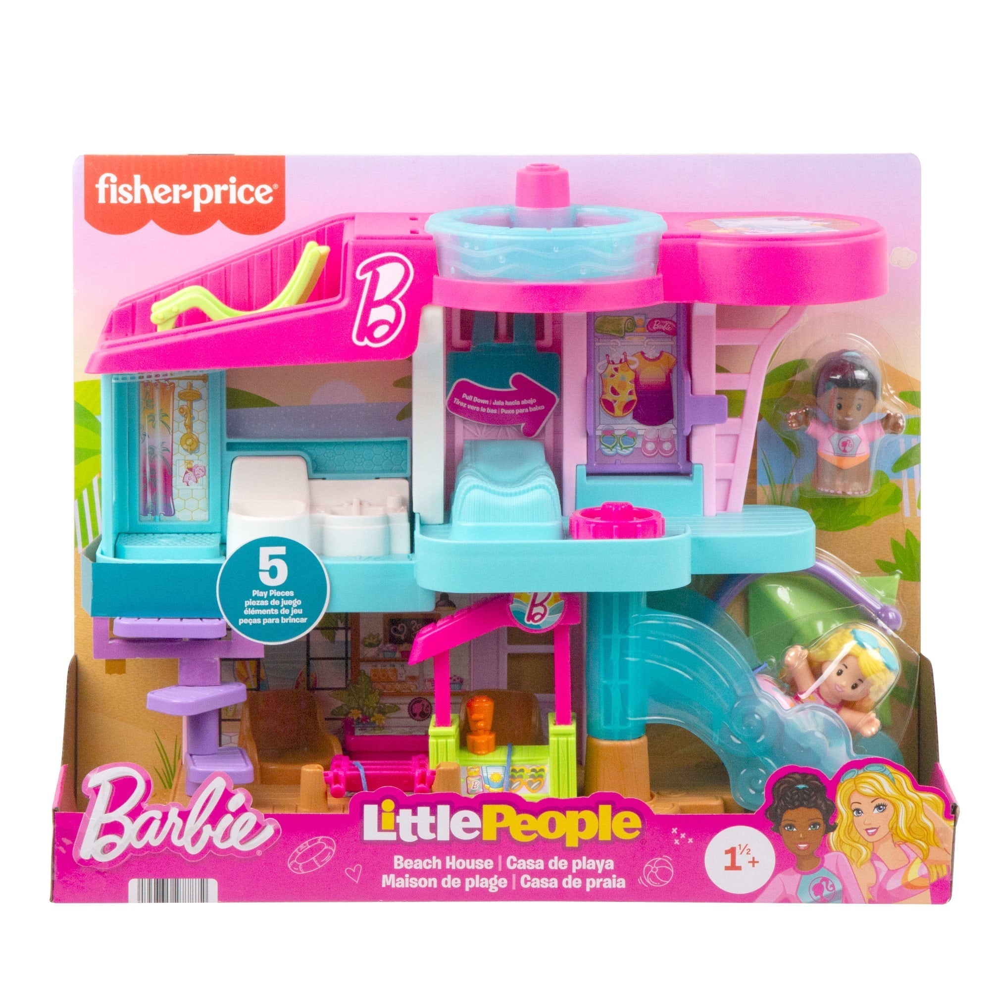 Fisher-Price Little People Barbie Beach House Playset with Figures