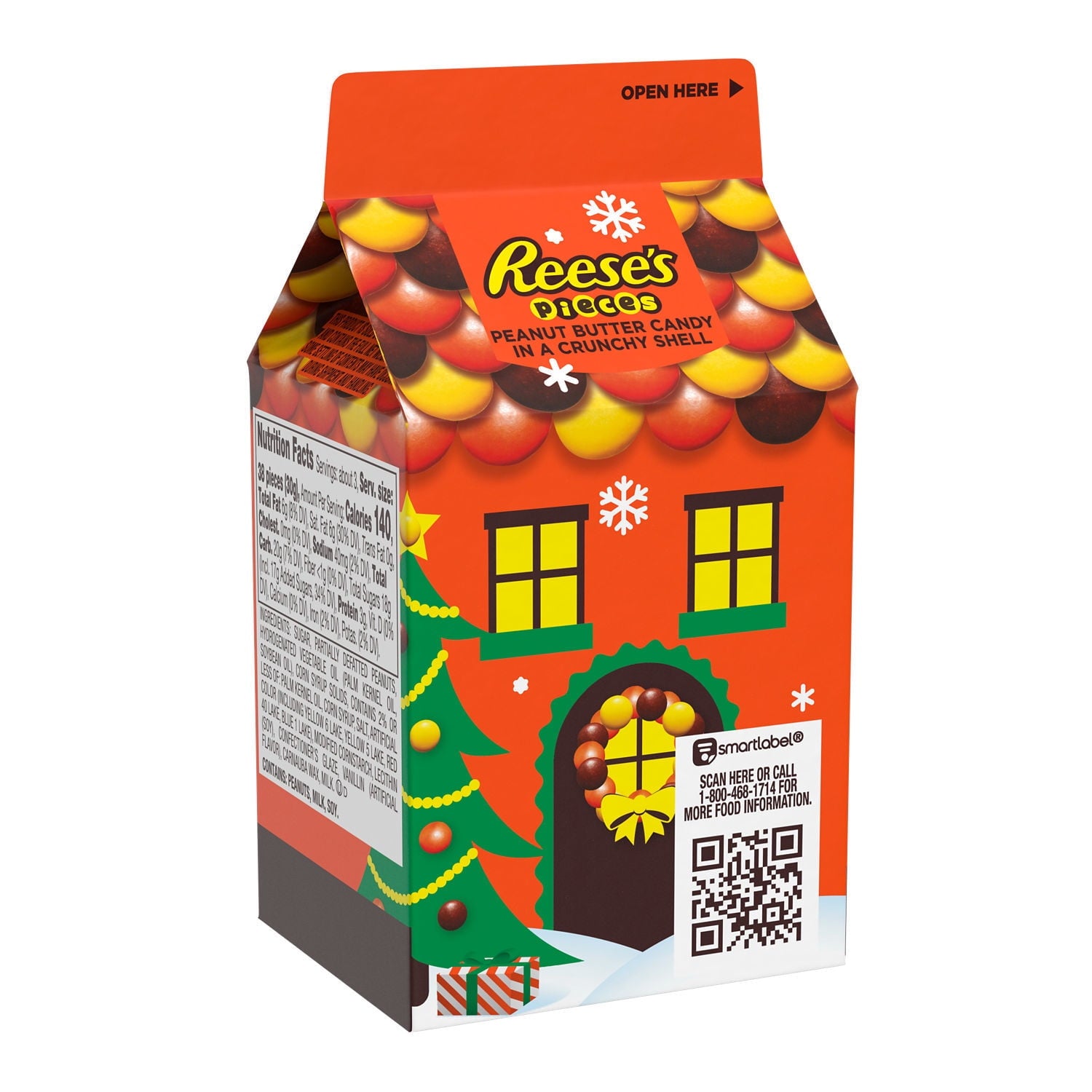 REESE'S PIECES Peanut Butter Christmas Candy Carton 3 oz