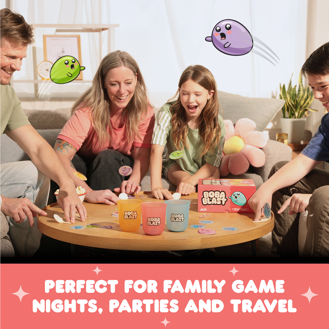 Exploding Kittens Boba Blast Party Board Game BOBA-CORE-3