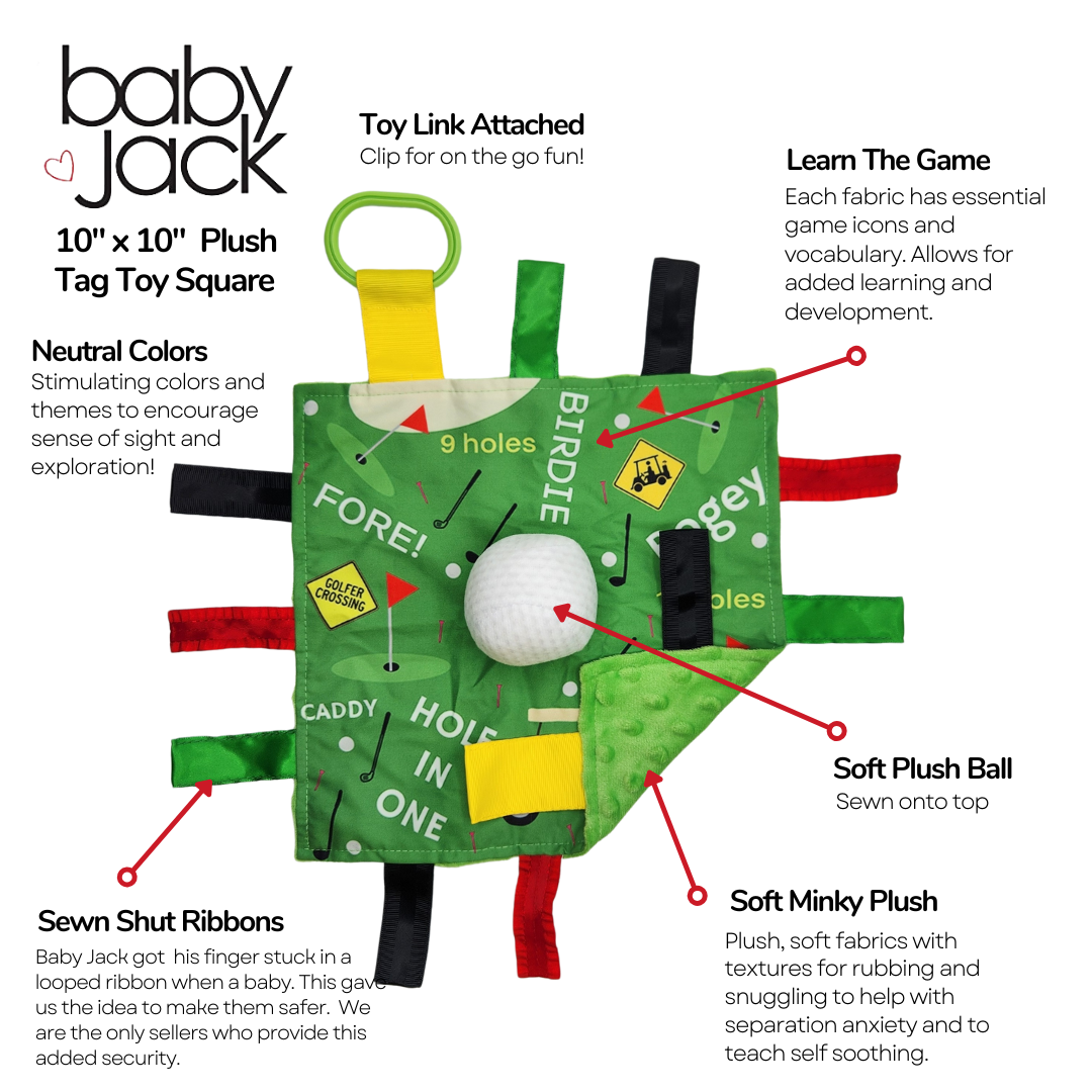 Golf Crinkle Square Bag Tag Stroller Toy 10