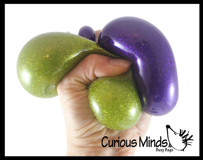 Single Metallic Glitter Thick Gel-Filled Squeeze Stress Balls  -
