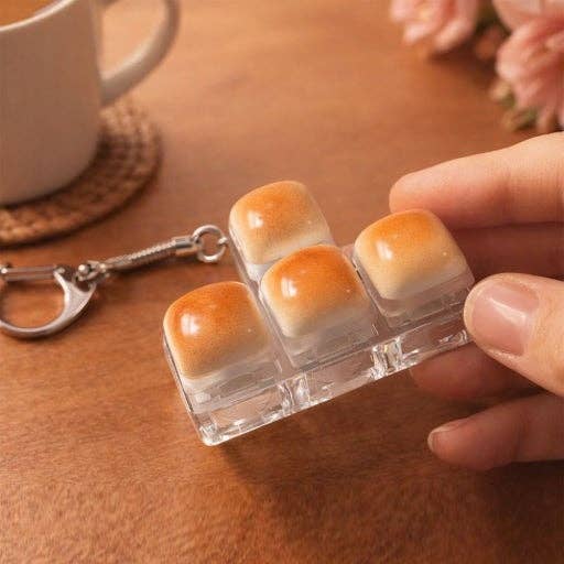 Toast Bread Clicker Key Holder (With Case)