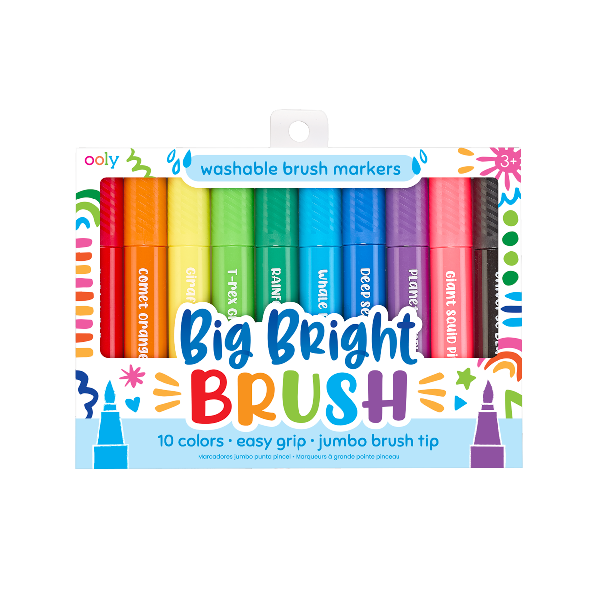 OOLY Big Bright Brush Markers Washable 10 Colors Set