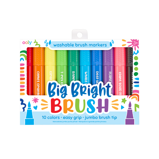 OOLY Big Bright Brush Markers Washable 10 Colors Set