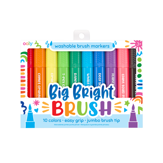 OOLY Big Bright Brush Markers Washable 10 Colors Set