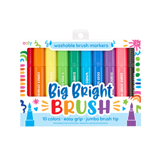 OOLY Big Bright Brush Markers Washable 10 Colors Set