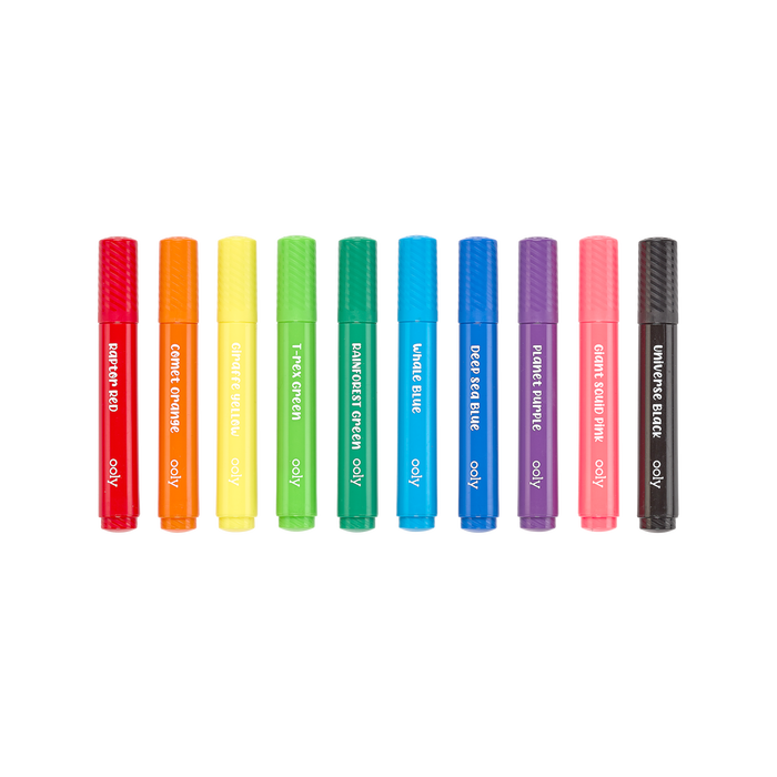 OOLY Big Bright Brush Markers Washable 10 Colors Set