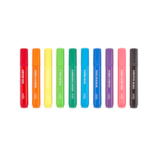 OOLY Big Bright Brush Markers Washable 10 Colors Set