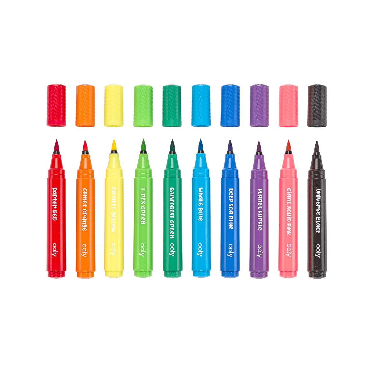 OOLY Big Bright Brush Markers Washable 10 Colors Set