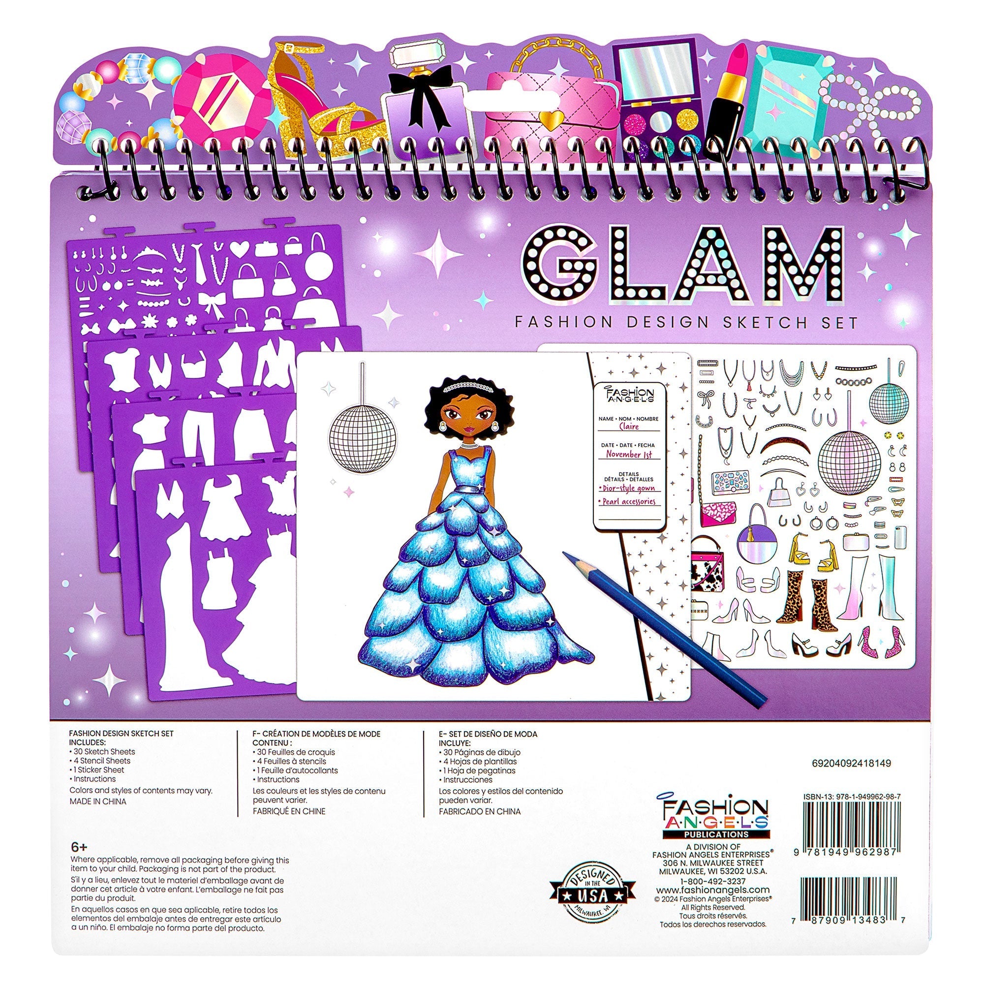 Glam Fashion Design Sketch Portfolio Kit for Aspiring Young Designers