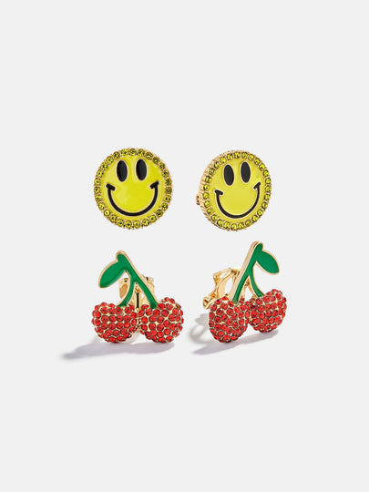 Baublebar Smiley Cherry Clip on Earrings Childrens