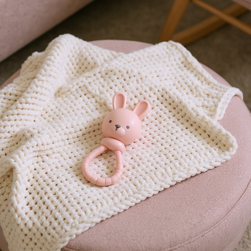 Pink Bunny Sweetie Rattle Infant Teether