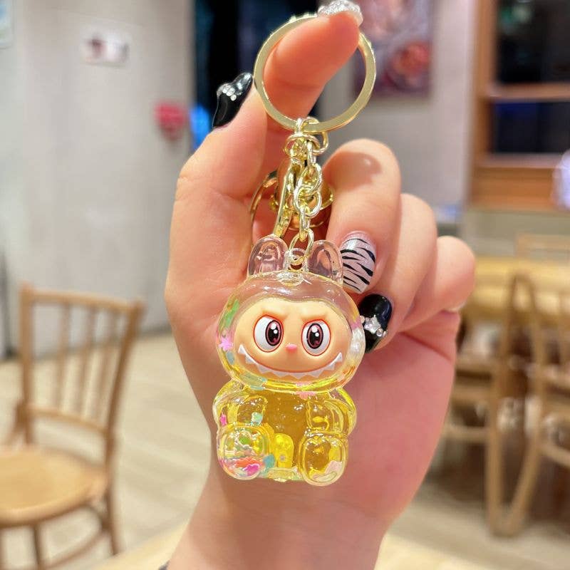 Shiny quicksand cute monster keychain