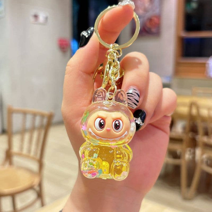 Shiny quicksand cute monster keychain