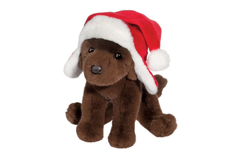Douglas Holiday Chocolate Lab with Santa Bomber Hat