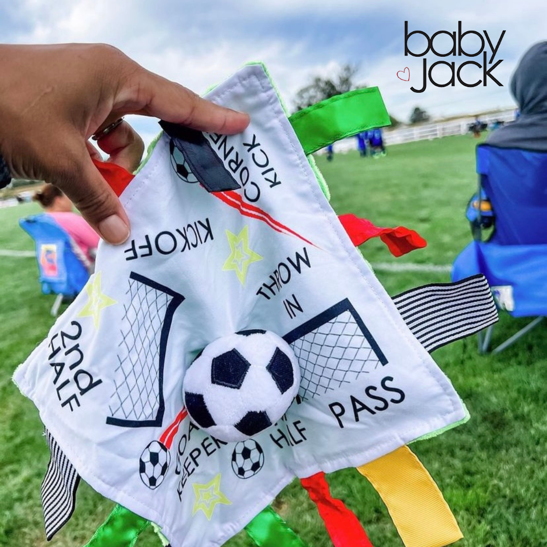 Soccer Crinkle Baby Learning Lovey Tag Stroller Toy 10