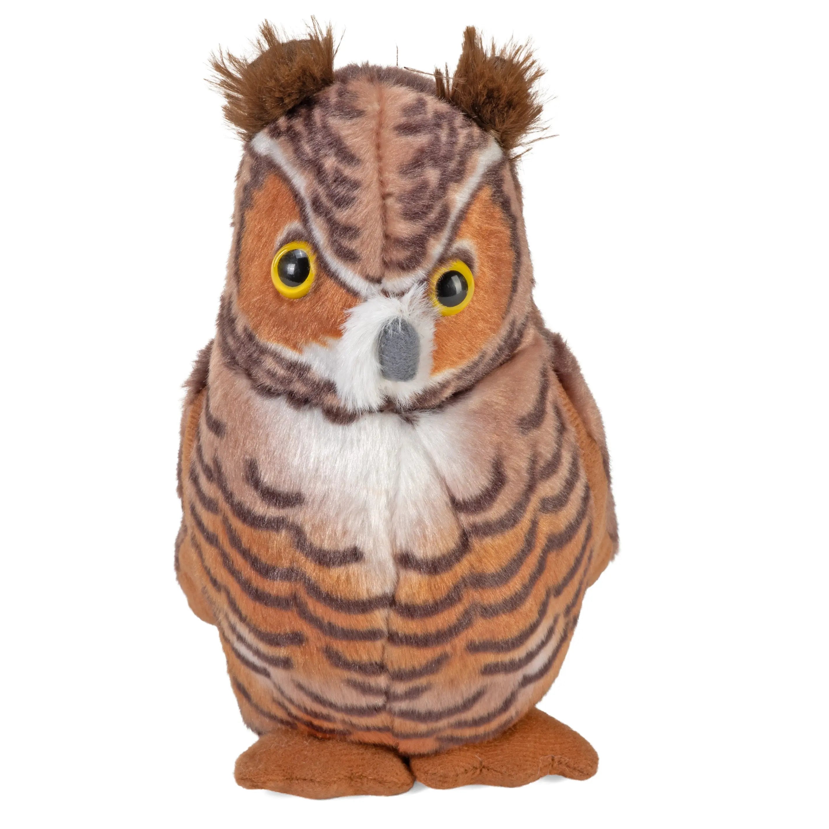 Wild Republic Audubon Great Horned Owl Plush Toy with Sound 5.5in