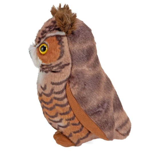 Wild Republic Audubon Great Horned Owl Plush Toy with Sound 5.5in