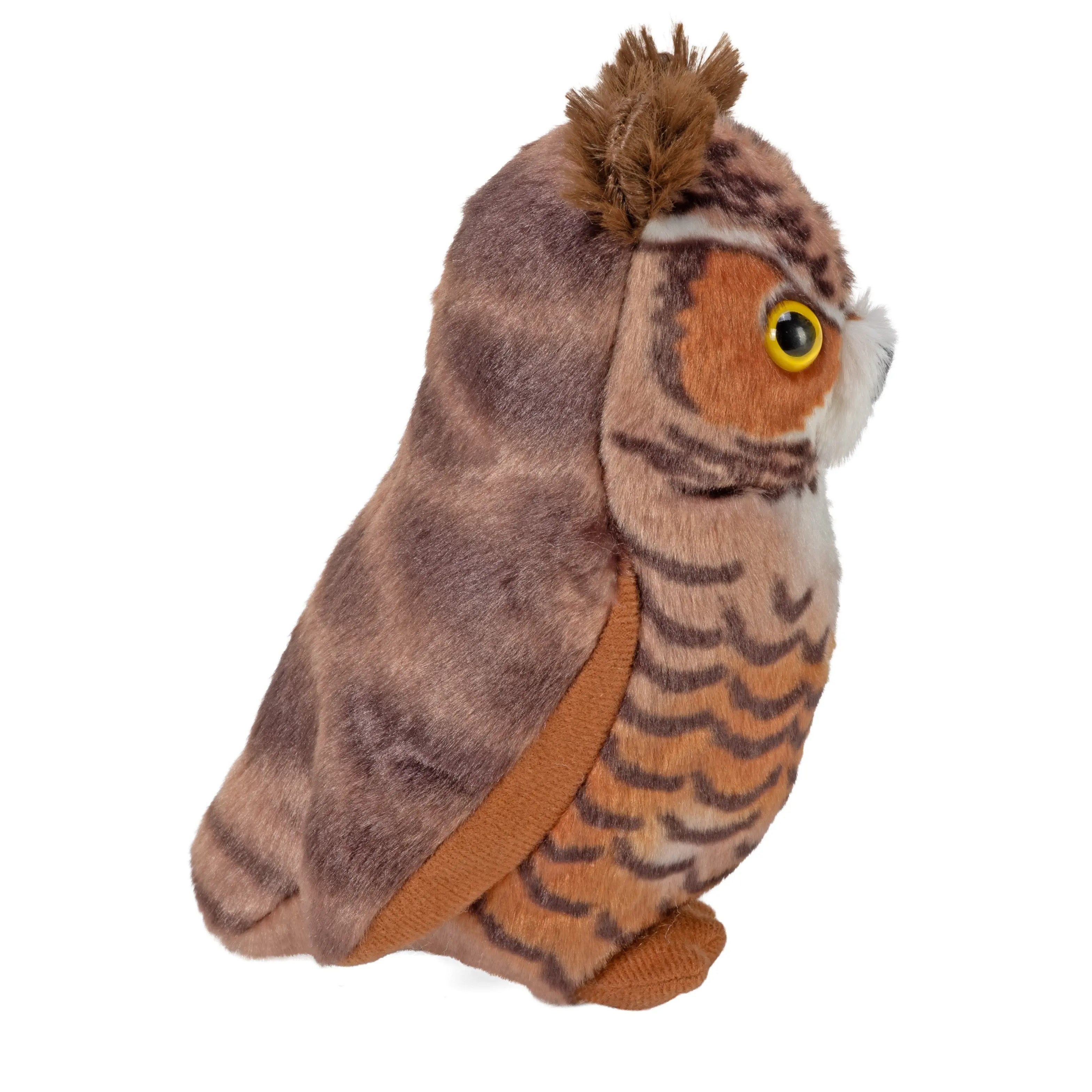 Wild Republic Audubon Great Horned Owl Plush Toy with Sound 5.5in