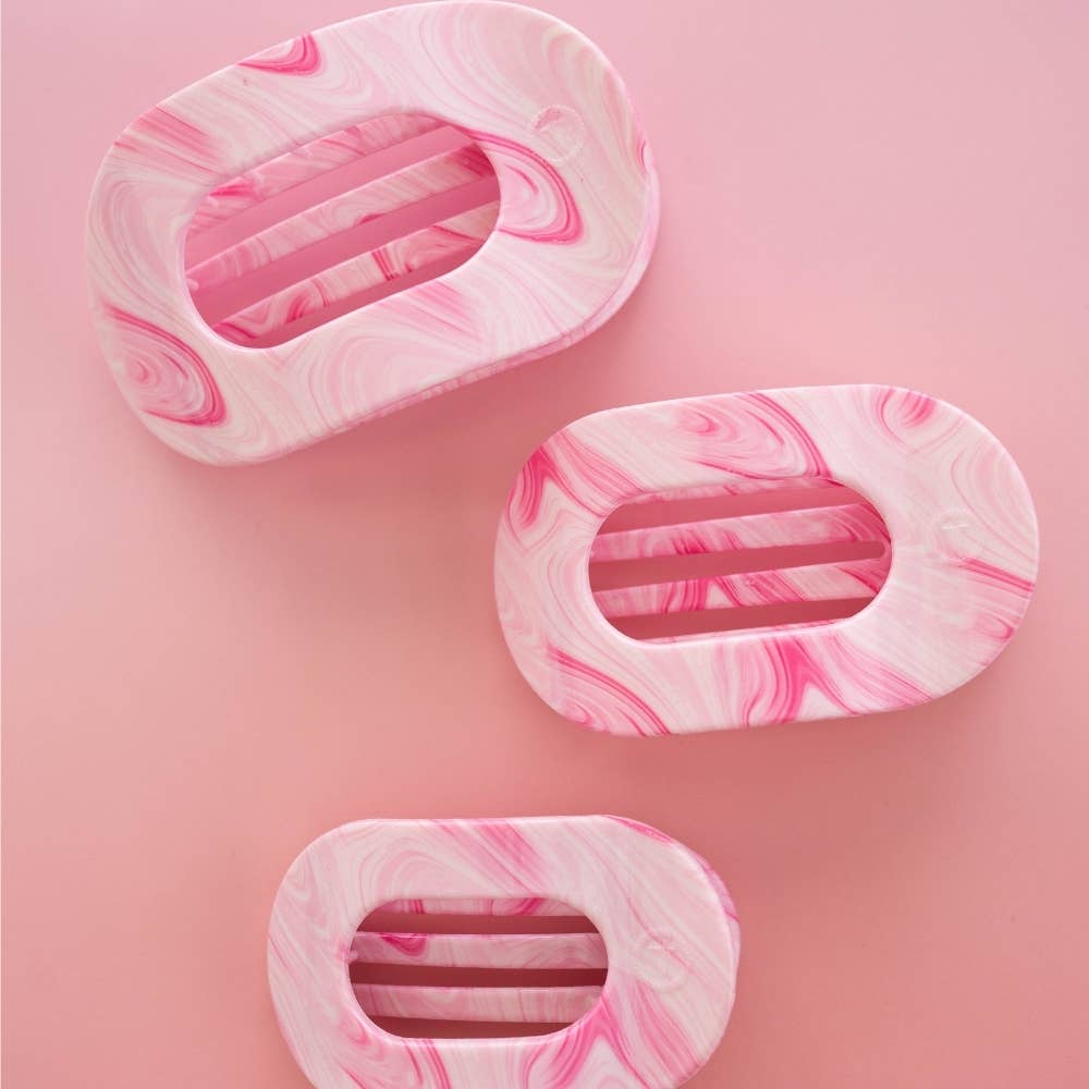 TELETIES Pinch Me! Large Flat Round Hair Clip Pink