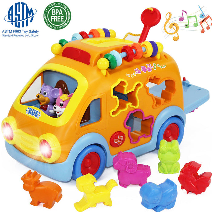 Electronic Musical Bus 3D Animal Matching Car Baby Sensory Toy