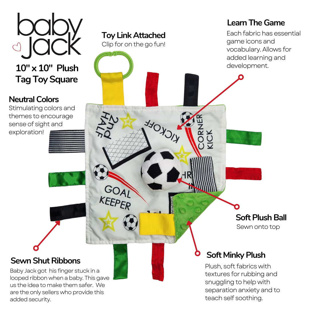 Soccer Crinkle Baby Learning Lovey Tag Stroller Toy 10