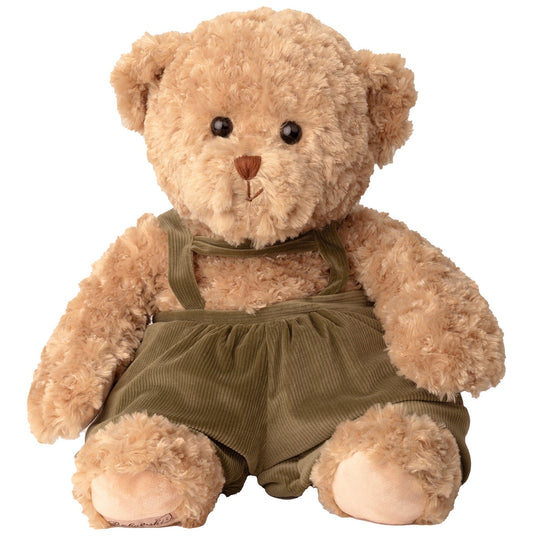 The Great Winter Anton Brown Bear wearing Festive Olive Overalls