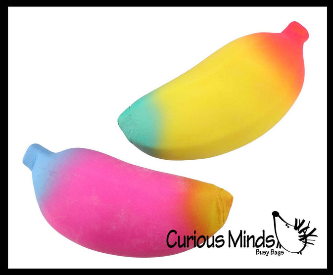 Single Rainbow Colored Squishy Sand Banana - Moldable Sensory,