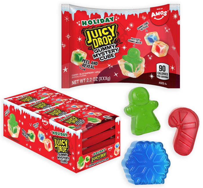 Juicy Drop Gummy Mystery Cube Holiday Candy 2.2 oz 16-Count
