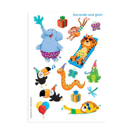 BIRTHDAY CARD: DECORATE YOUR OWN CARD PARTY ANIMAL TRIFOLD