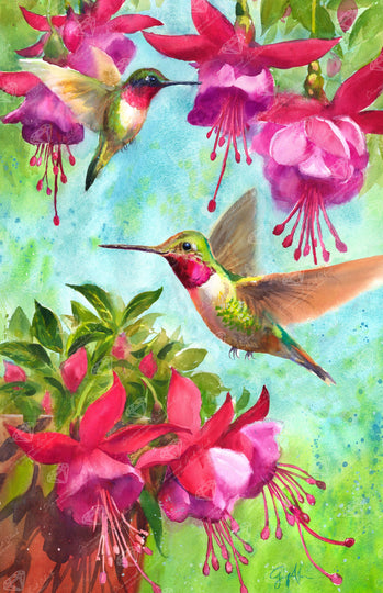 Fuschia Hummingbird Diamond Art