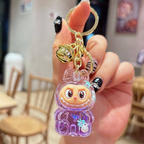 Shiny quicksand cute monster keychain