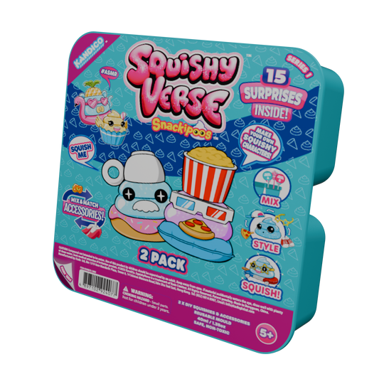 Squishyverse 2-Pack DIY Squishy Surprise Toys: Create Collectible Snackipoo Characters