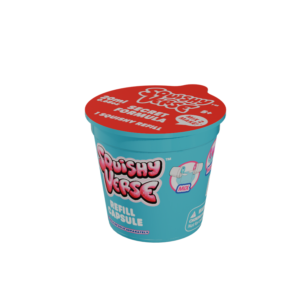 Squishy Refill Capsules: DIY Kit with Bio-Glitter, 4 Assorted Colors