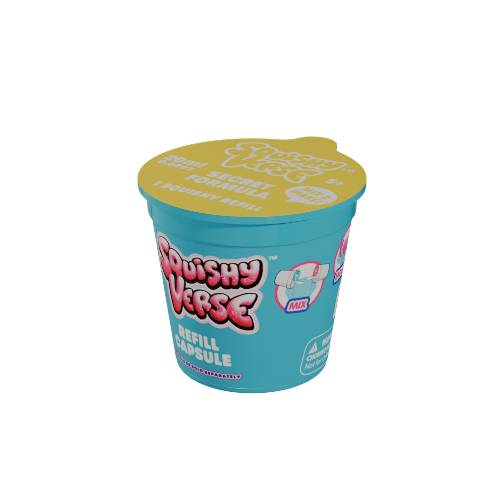 Squishy Refill Capsules: DIY Kit with Bio-Glitter, 4 Assorted Colors