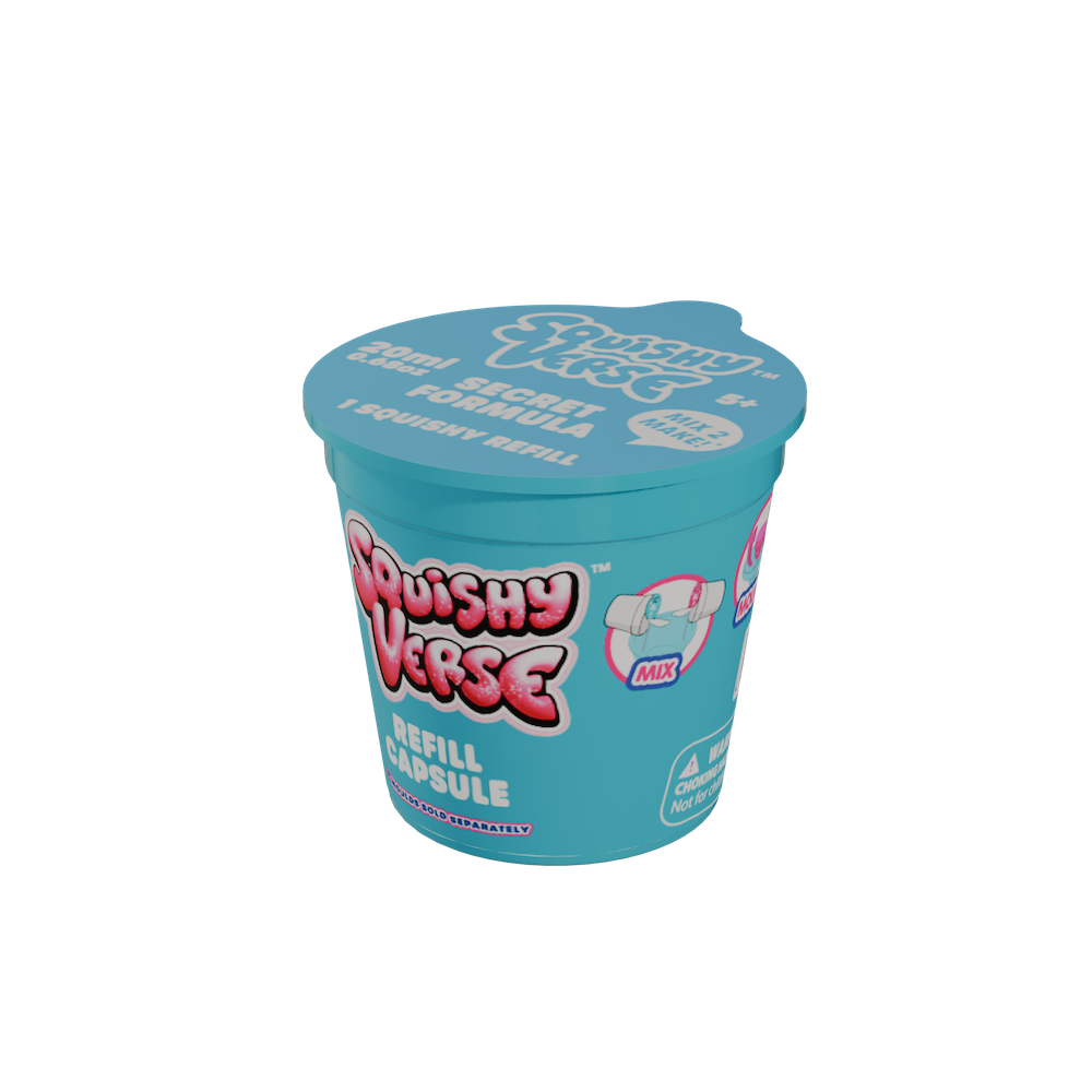 Squishy Refill Capsules: DIY Kit with Bio-Glitter, 4 Assorted Colors