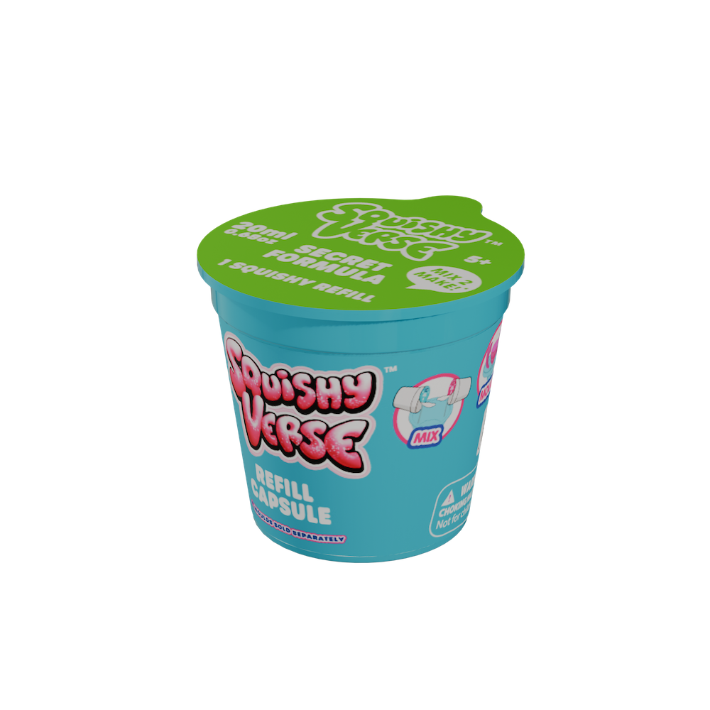 Squishy Refill Capsules: DIY Kit with Bio-Glitter, 4 Assorted Colors