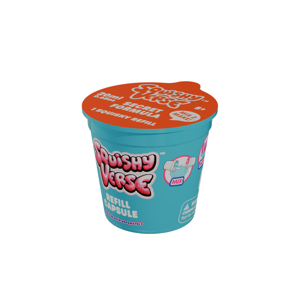 Squishy Refill Capsules: DIY Kit with Bio-Glitter, 4 Assorted Colors