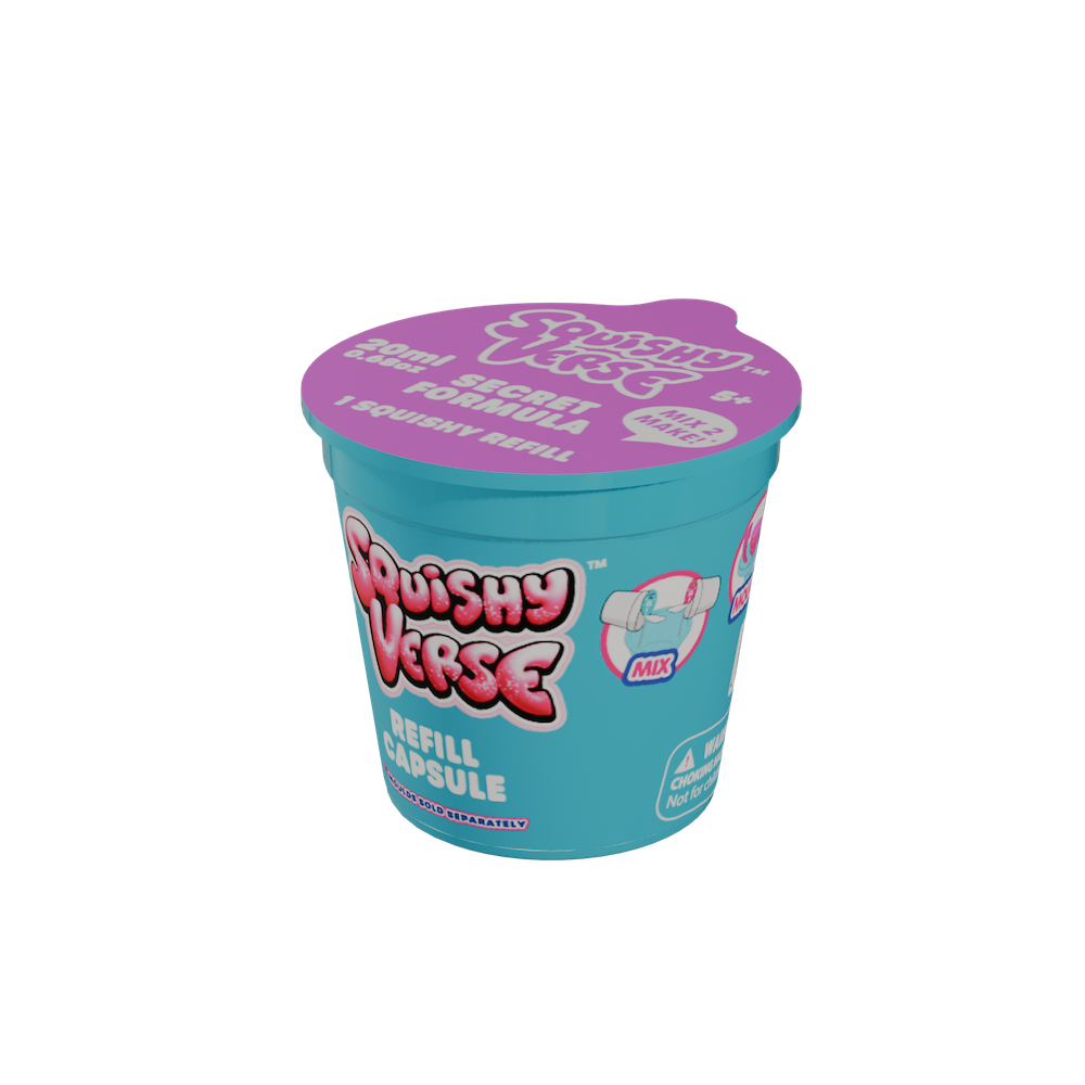 Squishy Refill Capsules: DIY Kit with Bio-Glitter, 4 Assorted Colors