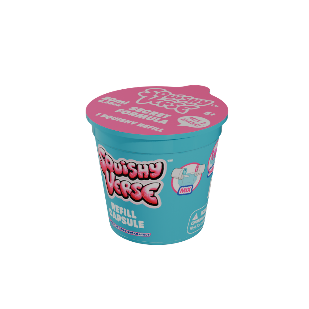 Squishy Refill Capsules: DIY Kit with Bio-Glitter, 4 Assorted Colors