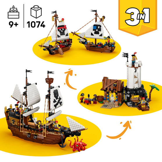 LEGO Creator 3-in-1 Iconic Pirate Ship Building Set 31387