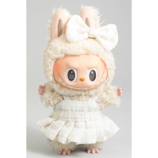 Labubu White Designer Tweed Dress with Bow