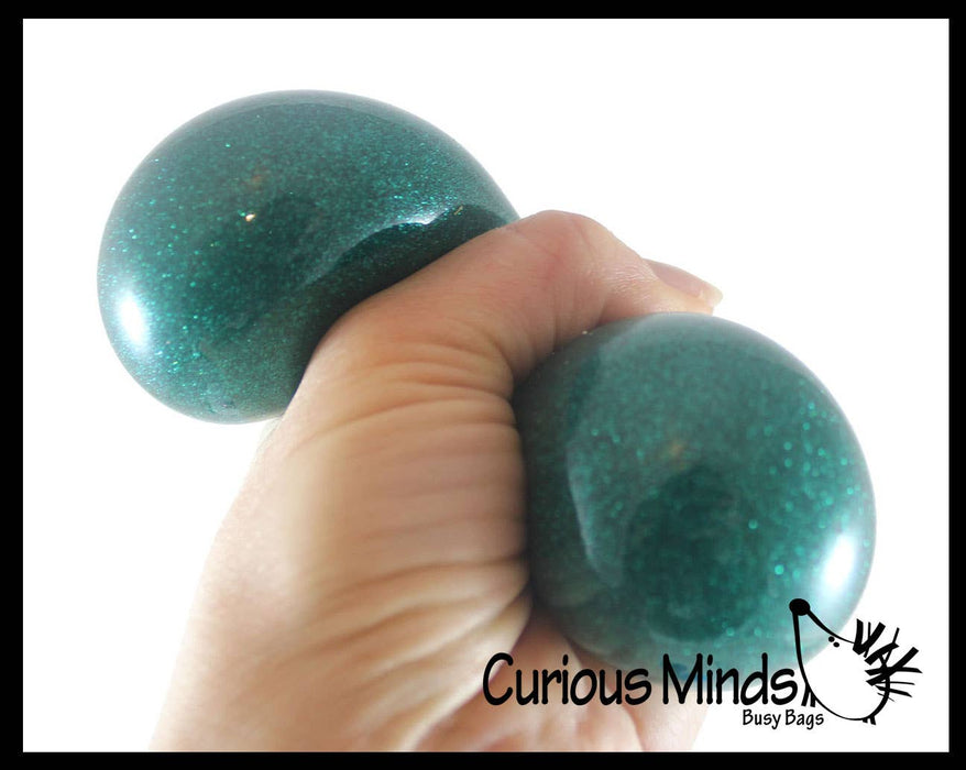Single Metallic Glitter Thick Gel-Filled Squeeze Stress Balls  -
