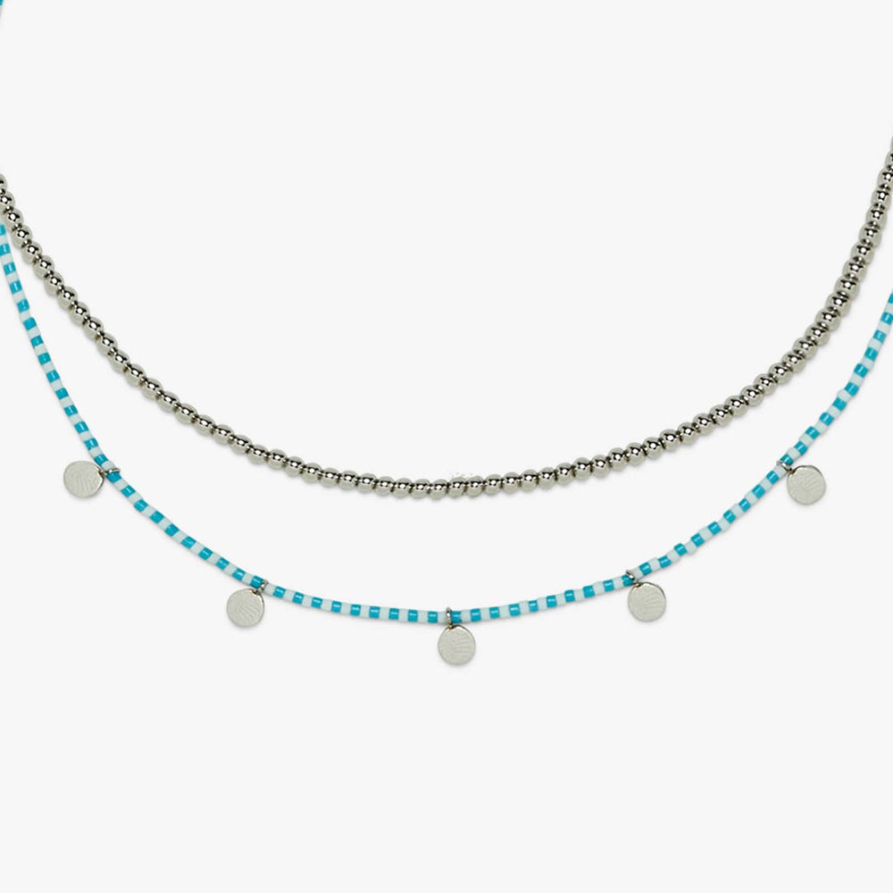 Blue & Silver Cabana Necklace Set