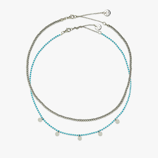 Blue & Silver Cabana Necklace Set