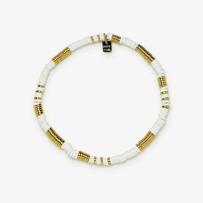 Gold and White Pisa Stretch Anklet PuraVida
