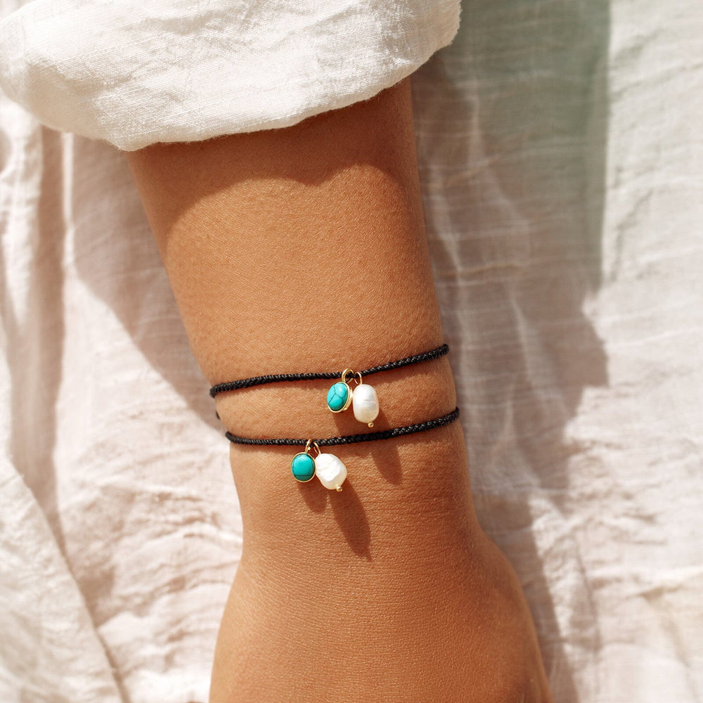 Pearl and Turquoise Charm Bracelet Gold PuraVida