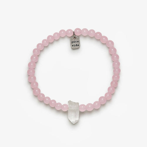 Rose Quartz intention Stretch Bracelet PuraVida