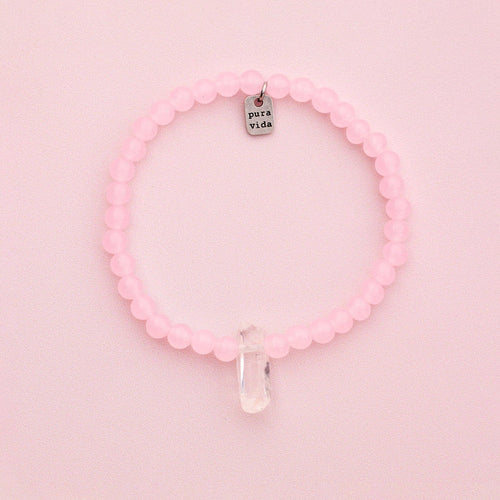 Rose Quartz intention Stretch Bracelet PuraVida